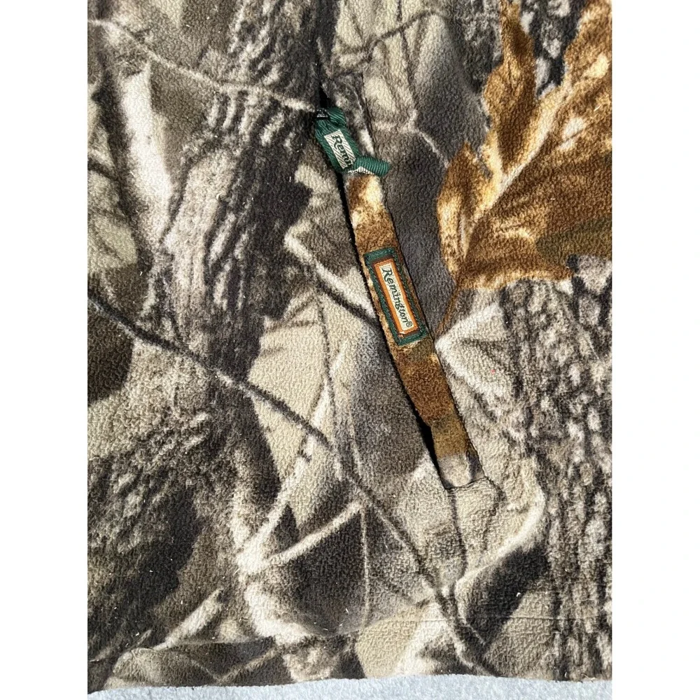 Remington Mens Camo Fleece Jacket Full Zip Mesh Lined Hunting Brown Green XL